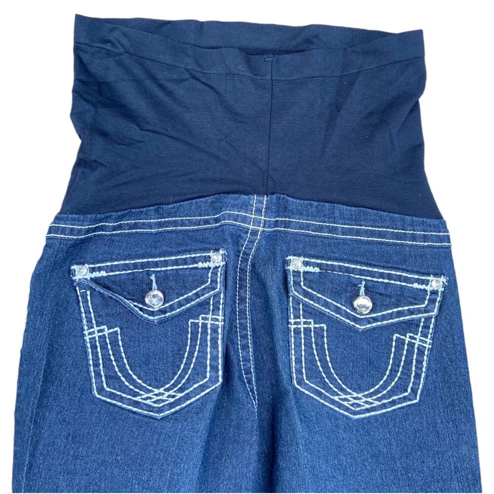 Bella Vida Maternity Over The Belly Thick Stitch Bling Stretch Capri Size Small - Picture 5 of 9